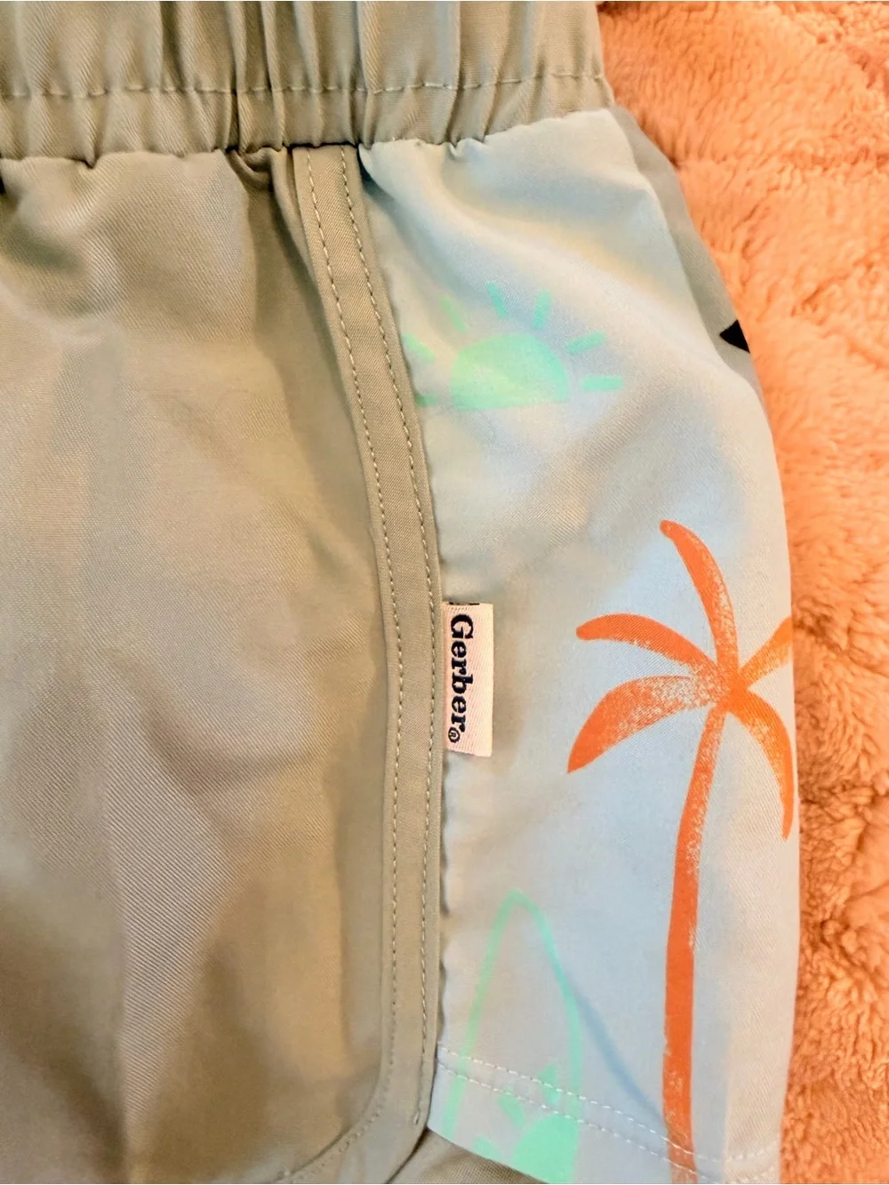 Gerber Children's Light Blue Palm Rash Guard Set - Cute Beach Swimwear